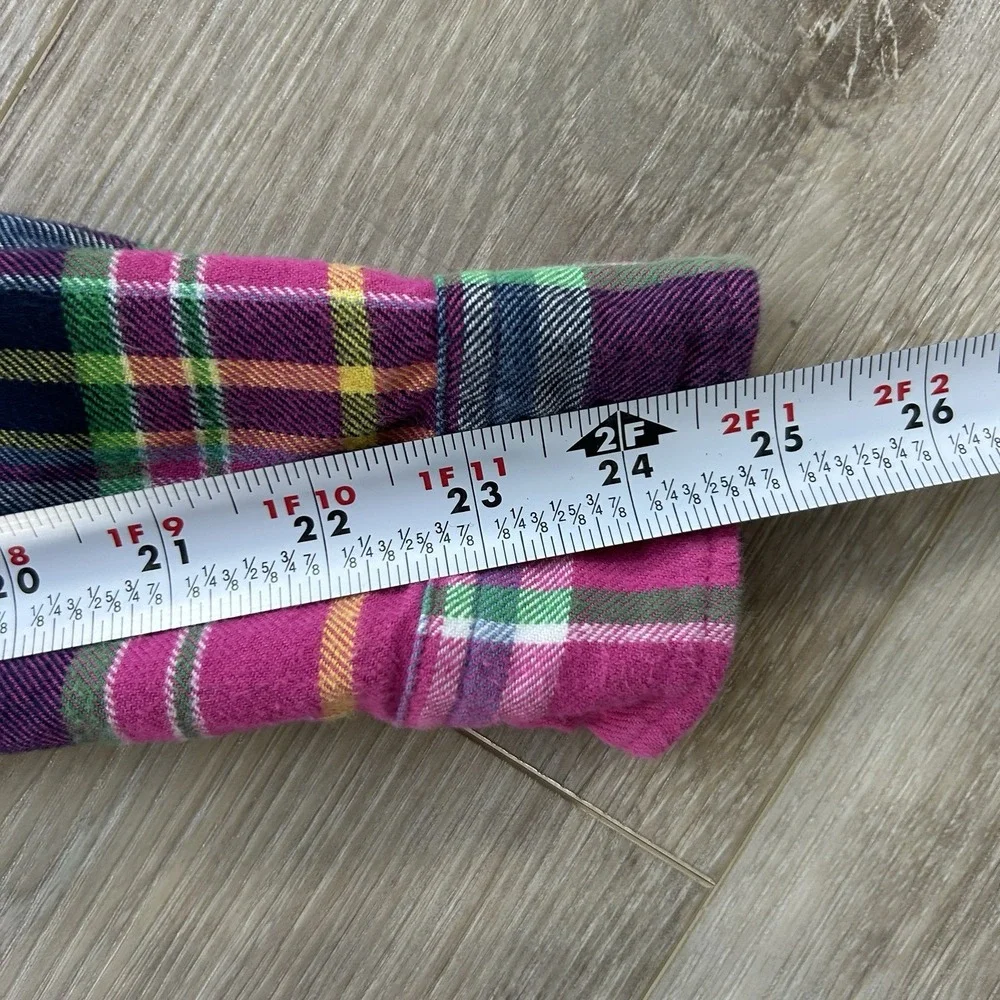 Polo Ralph Lauren Girls 12 Pink Plaid‎ Flannel Shirt Dress Long Sleeves Pockets
